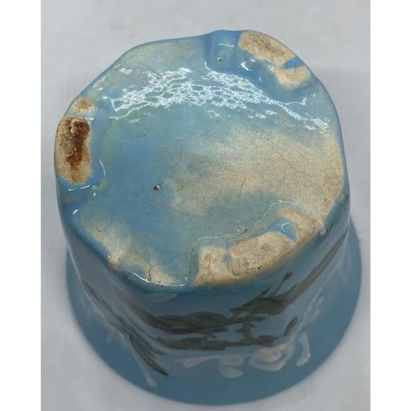 Mid 20th Century HandPainted French Blue Ceramic Planter Flower Pots Set of 3 - Picture 11 of 12